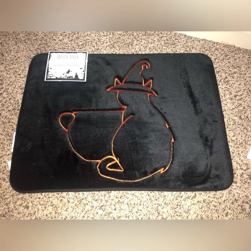 Black Cat Halloween Bath Mat